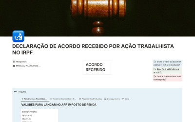 DECLARAÇÃO IRPF: ACORDO AÇÃO TRABALHISTA